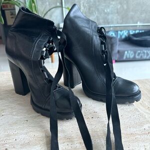 Schutz black lace up boots